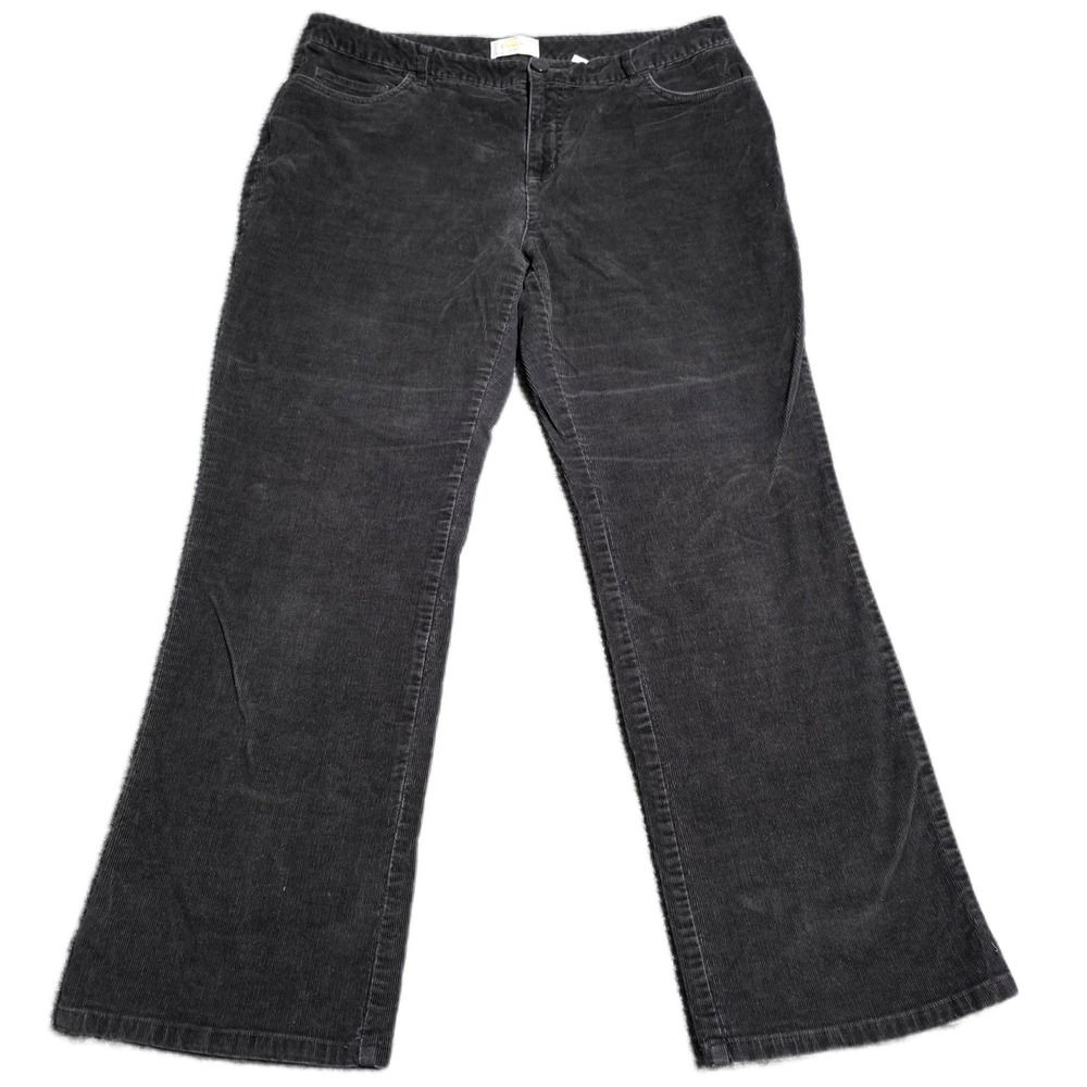 Talbots Petites Straight Leg Corduroy Pants Womens 14P Black Stretch
